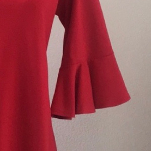 RED MATERNITY BELL SLEEVE DRESS - Picture 7 of 8
